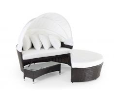 Sonneninsel Rattan dunkelbraun Sonnendach cremeweiss SYLT LUX