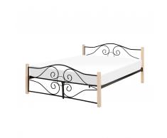 Metallbett schwarz hellbraune Beine Lattenrost 180 x 200 cm FLORANGE