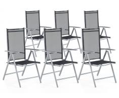 Gartenstuhl schwarz 6er Set Aluminium verstellbar CATANIA