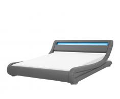 Bett Kunstleder grau 180 x 200 cm mit LED-Beleuchtung AVIGNON