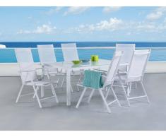 Gartenstuhl weiss 6er Set Aluminium verstellbar CATANIA