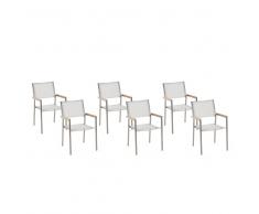 Gartenstuhl weiß 6er Set Edelstahl GROSSETO