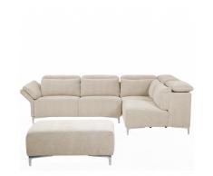 Ecksofa Polsterbezug beige linksseitig mit Ottomane FILLAN