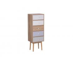 Kommode heller Holzfarbton/weiß 5 Schubladen FOLEY