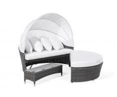 Sonneninsel Rattan grau Sonnendach cremeweiss SYLT LUX