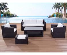 Lounge Set Rattan braun 6-Sitzer Auflagen beige ROMA