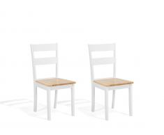 Esszimmerstuhl Holz hellbraun/weiss 2er Set GEORGIA