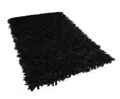 Teppich schwarz 140 x 200 cm Leder MUT
