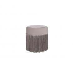 Pouf mit Fransen taupe Samtstoff 36 x 38 cm VIRGINIA