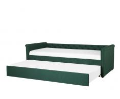 Tagesbett ausziehbar Polsterbezug dunkelgrün Lattenrost 90 x 200 cm LIBOURNE