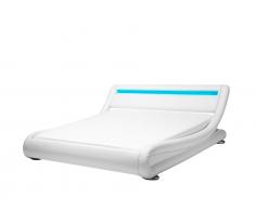 Bett Kunstleder weiss 160 x 200 cm mit LED-Beleuchtung AVIGNON