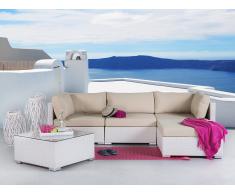 Lounge Set Rattan weiss 4-Sitzer Auflagen karamell SANO