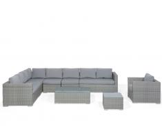 Lounge Set Rattan grau 8-Sitzer Auflagen grau XXL