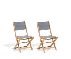 Gartenstuhl Holz Textilene dunkelgrau 2 Set CESANA