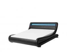 Bett Kunstleder schwarz 140 x 200 cm mit LED-Beleuchtung AVIGNON
