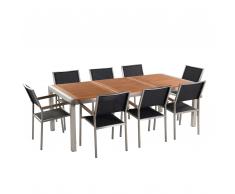 Gartenmöbel Set Mahagoniholz 220 cm 8-Sitzer Textilbespannung schwarz GROSSETO