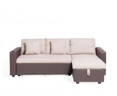 Ecksofa linksseitig Polsterbezug beige Schlaffunktion TAMPERE