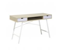 Schreibtisch hellbraun/weiß 120 x 48 cm 2 Schubladen CLARITA