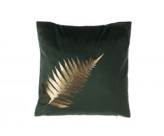 Dekokissen Blatt Samtstoff dunkelgrün 45 x 45 cm FERN
