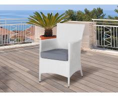 Gartenstuhl weiß Rattan Auflage grau ITALY