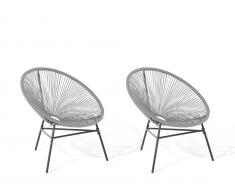 Rattanstuhl hellgrau 2er Set Kunststoff ACAPULCO