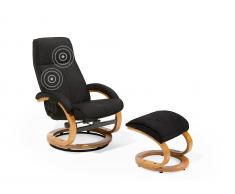Massagesessel schwarz mit Fusshocker HERO