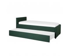Tagesbett ausziehbar Polsterbezug dunkelgrün Lattenrost 90 x 200 cm MARMANDE