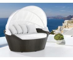 Sonneninsel Rattan dunkelbraun Sonnendach cremeweiss SYLT