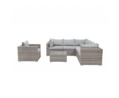 Lounge Set Rattan hellgrau 6-Sitzer Auflagen hellgrau CONTARE