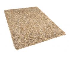 Teppich beige 140 x 200 cm Leder MUT