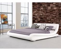 Lederbett weiss Lattenrost 160 x 200 cm AVIGNON