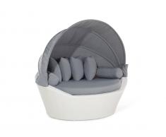 Sonneninsel Rattan weiss Sonnendach grau SYLT