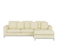 Ecksofa Leder beige linksseitig OSLO