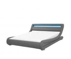 Bett Kunstleder grau 160 x 200 cm mit LED-Beleuchtung AVIGNON