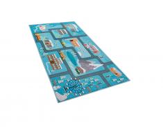 Kinderteppich blau Stadt-Motiv 80 x 150 cm KIGI