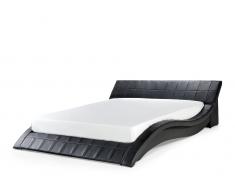 Lederbett schwarz Lattenrost 180 x 200 cm VICHY