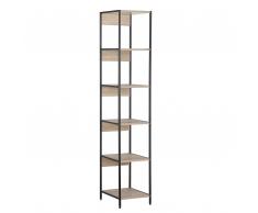 Regal heller Holzfarbton/schwarz 5 Fächer HACKNEY