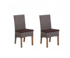 Rattanstuhl braun 2er Set ANDES