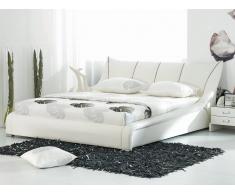 Lederbett weiss Lattenrost 140 x 200 cm NANTES