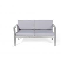 Gartensofa Aluminium 2-Sitzer Auflagen hellgrau SALERNO