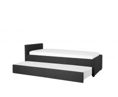 Tagesbett ausziehbar Polsterbezug dunkelgrau Lattenrost 90 x 200 cm MARMANDE