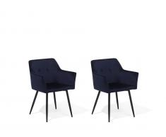 Esszimmerstuhl dunkelblau Samtstoff 2er Set JASMIN