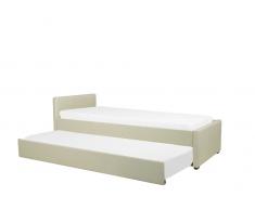 Tagesbett ausziehbar Polsterbezug beige Lattenrost 90 x 200 cm MARMANDE