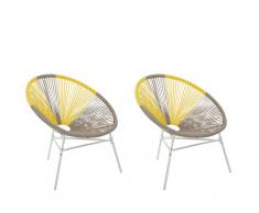 Rattanstuhl beige/gelb 2er Set Kunststoff ACAPULCO