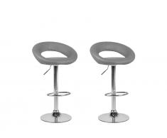 Barhocker Kunstleder grau höhenverstellbar 2er Set PEORIA