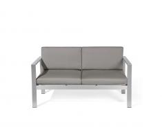 Gartensofa Aluminium 2-Sitzer Auflagen dunkelgrau SALERNO