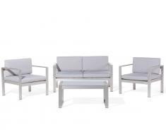 Gartenmöbel Set Aluminium 4-Sitzer Auflagen hellgrau SALERNO