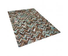 Teppich braun-beige-blau 160 x 230 cm Leder AMASYA