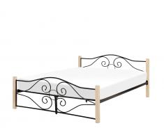 Metallbett schwarz hellbraune Beine Lattenrost 160 x 200 cm FLORANGE