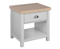 Nachttisch grau/heller Holzfarbton 1 Schublade CLIO